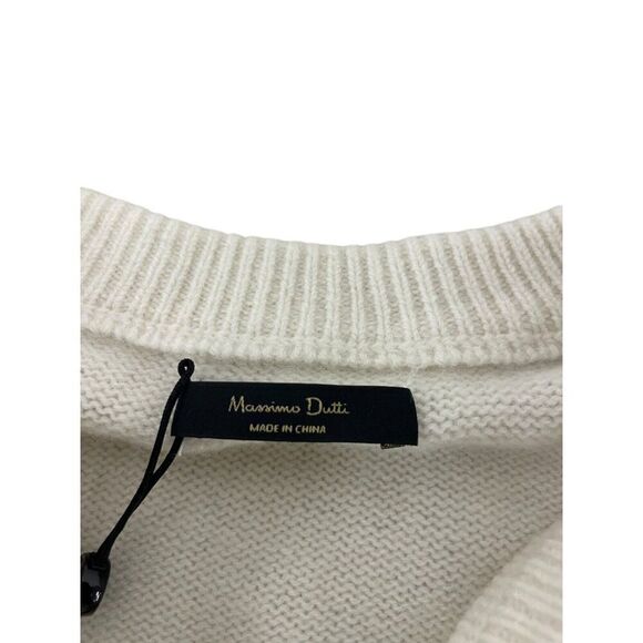 Massimo Dutti Women Cardigan Sweater S Cream Wool Gold Button 5702/620 NWD - Picture 6 of 16